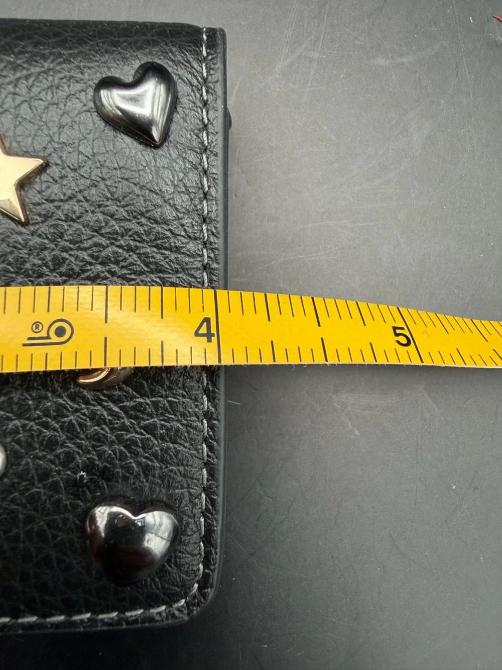 Coach Black Pebbled Leather Chain Wallet with Rivets